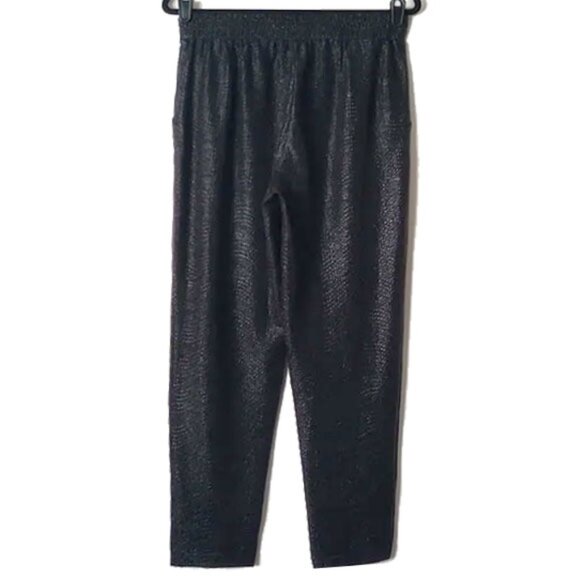 BCBG Textured Pull On Baggy Ankle Pants M Black Pockets - Picture 2 of 8